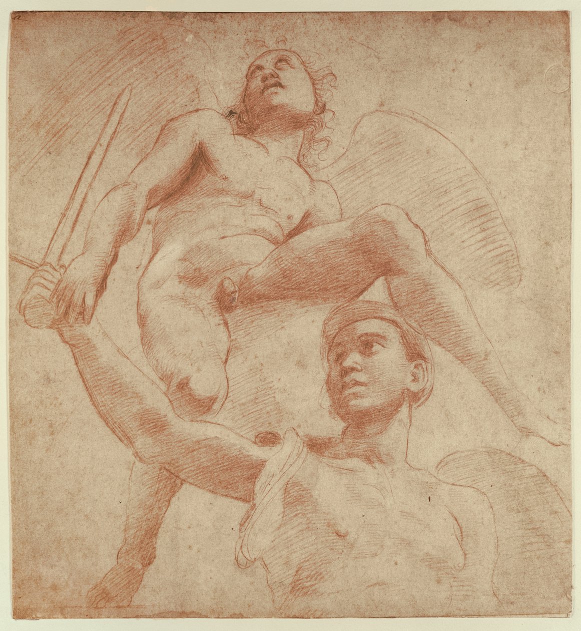 Ángel y una figura representando el planeta Marte de after Raphael