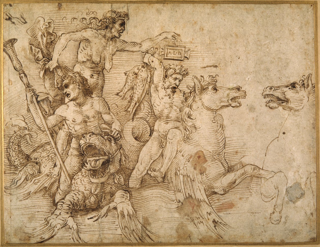 Batalla de los Tritones, después de Andrea Mantegna de Raphael