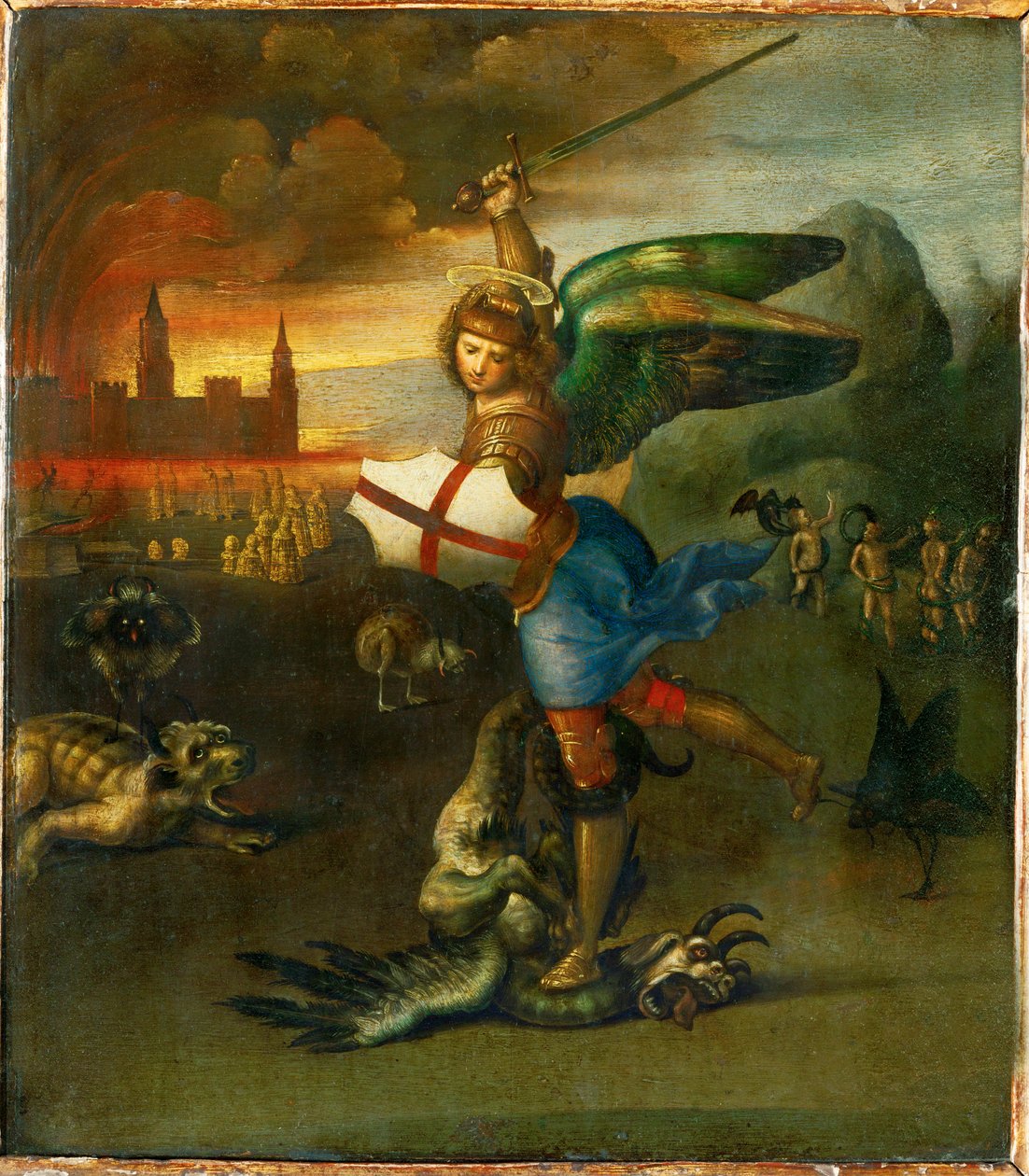San Miguel. Pintado para Guidobaldo Montefeltre, duque de Urbino ... de Raphael (1483-1520)