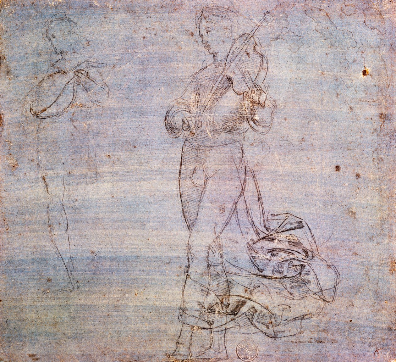 Estudio para figura con instrumento musical de Raphael