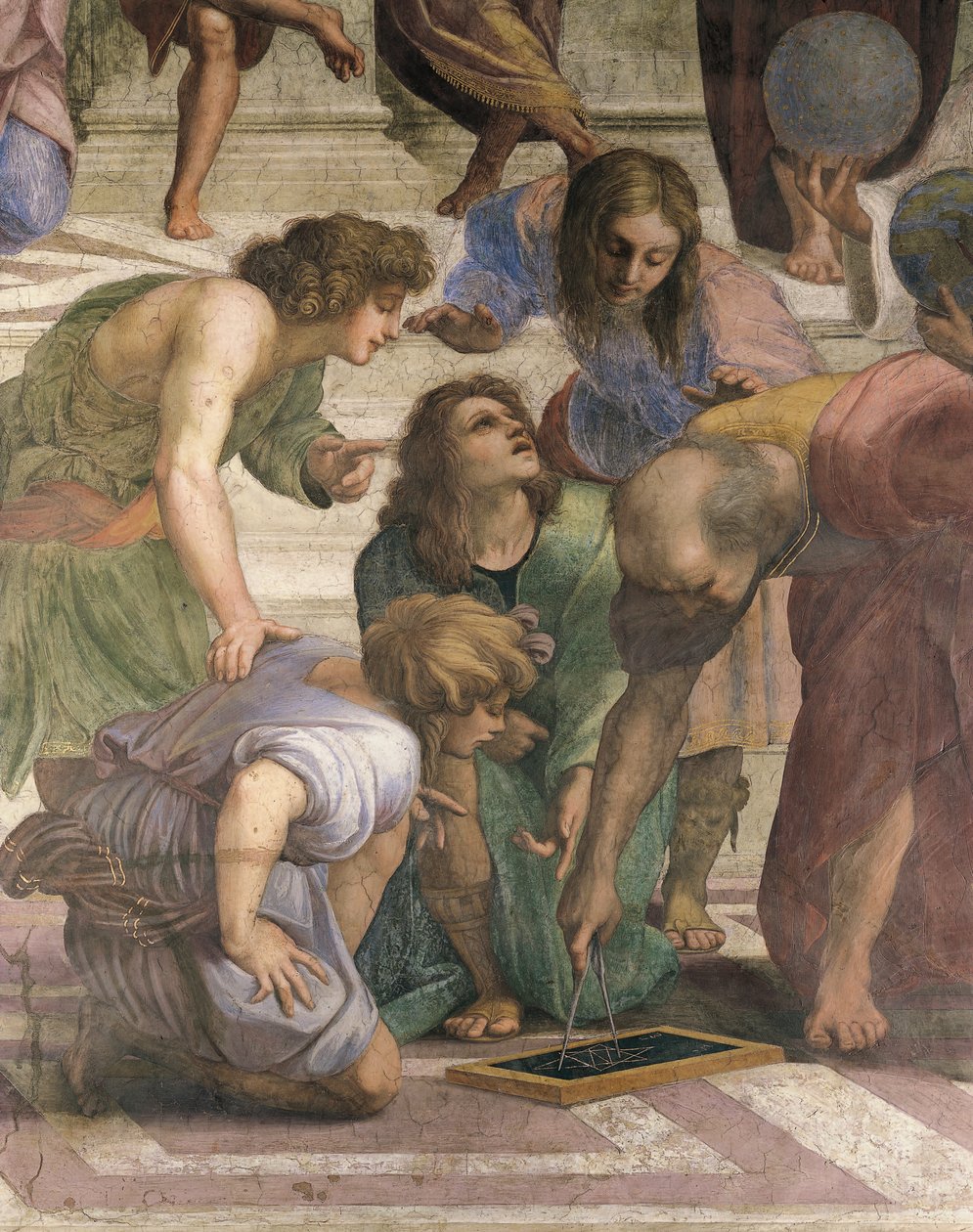 Euclides dibujando la figura del hexagrama con compás, detalle de La Escuela de Atenas de Raphael (1483 1520)