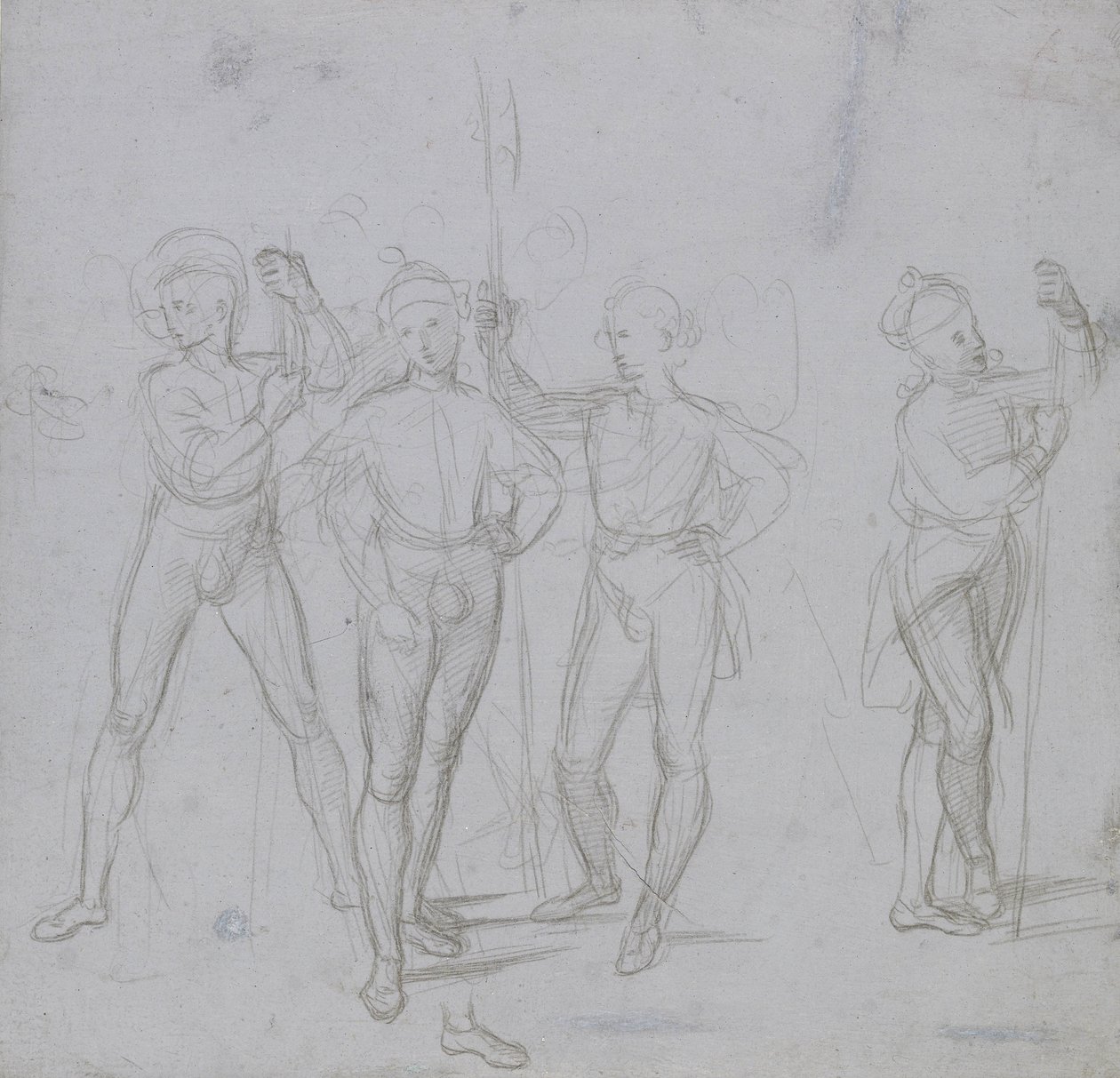 Grupo de cuatro soldados de pie de Raphael