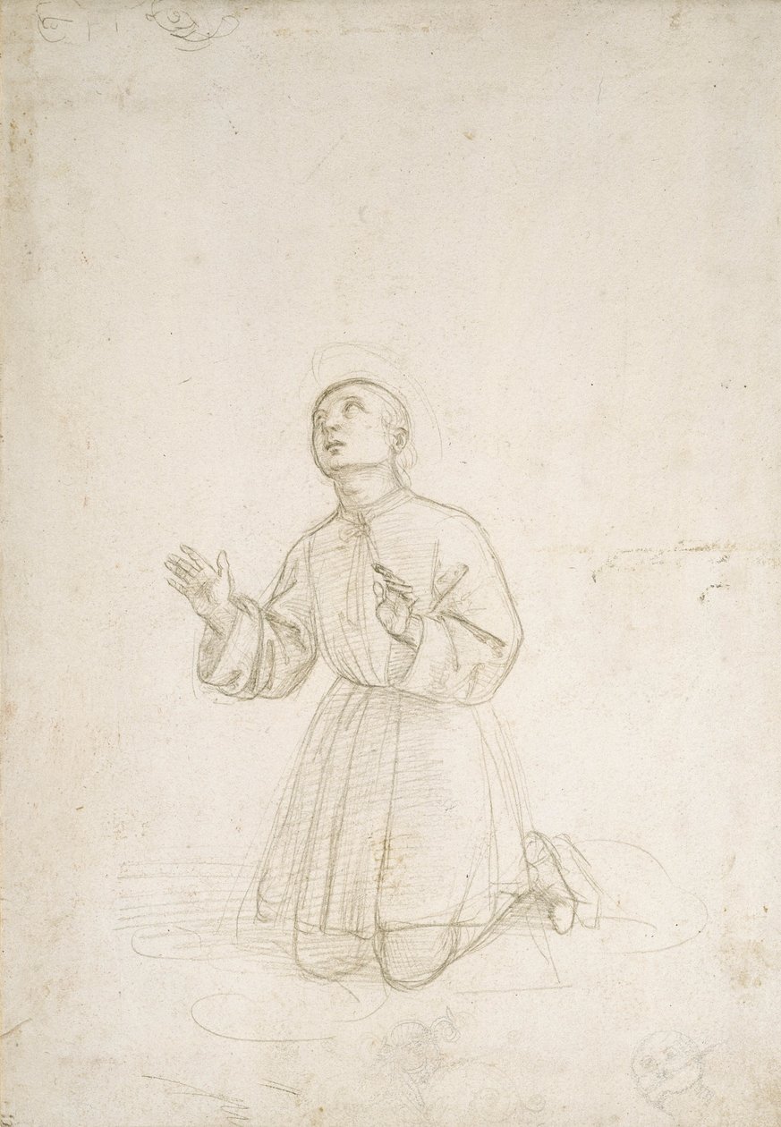 Figura arrodillada de un joven, c.1503 de Raphael
