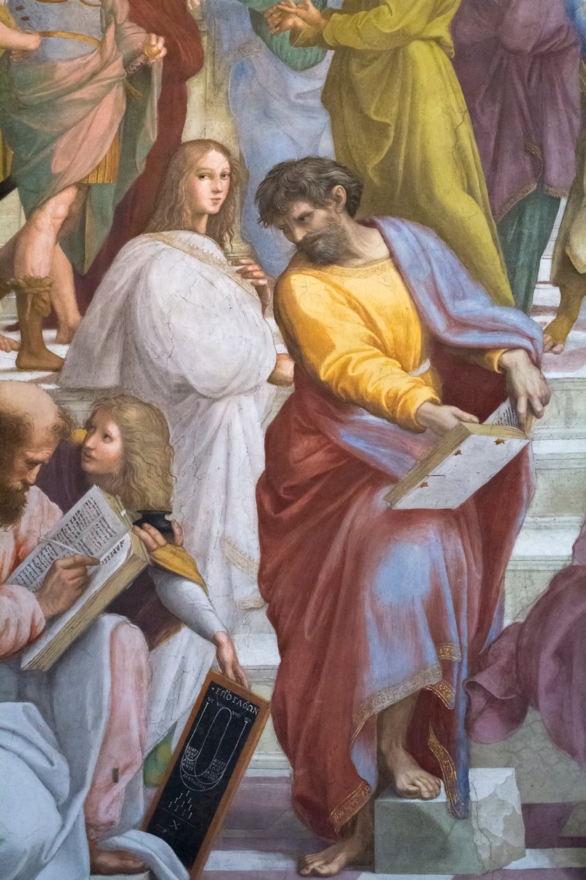 La Escuela de Atenas, detalle de Parménides, Scala della Segnatura de Raphael (1483 1520)