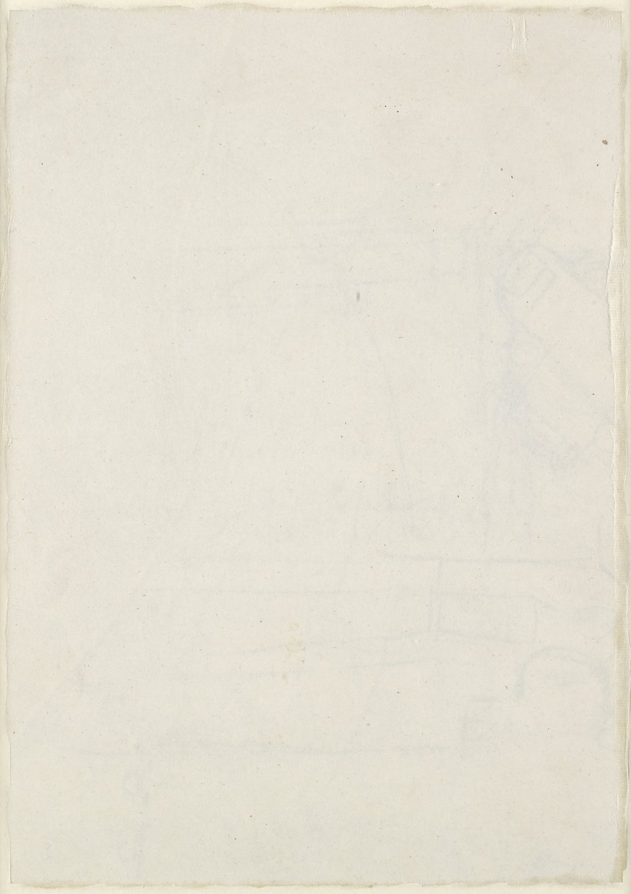 Verso: Ligeros apuntes arquitectónicos incluyendo un plano cruciforme, WA1846.160 (pluma y tinta marrón sobre estilete ciego, algunas trazas de plomo o tiza) de Raphael