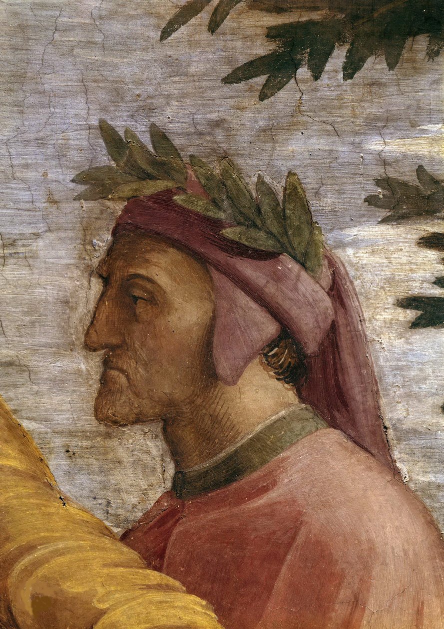 Disputa. Detalle: Dante Alighieri Fresco en Stanza della Segnatura, ca. 1510-1511 de Raphael