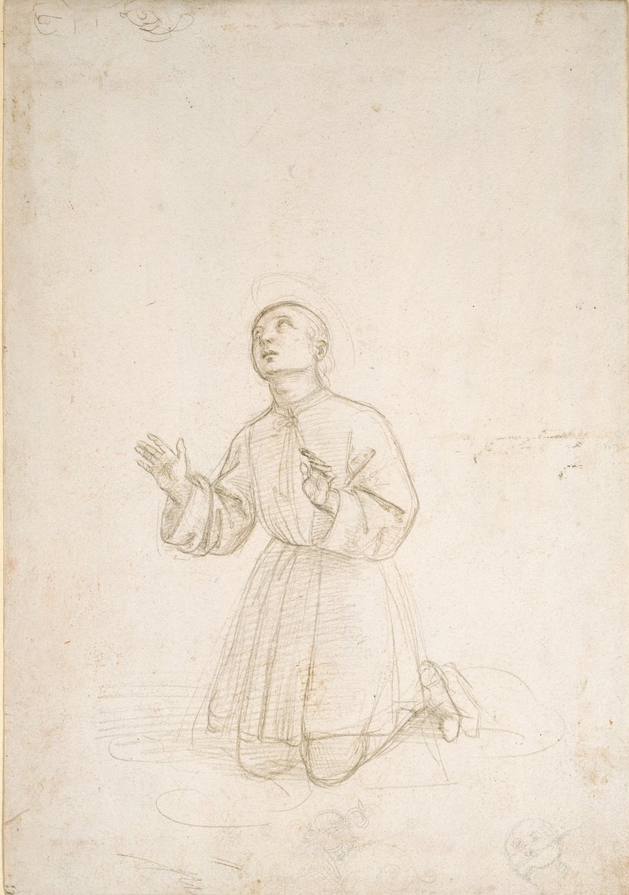 Figura arrodillada de un joven de Raphael