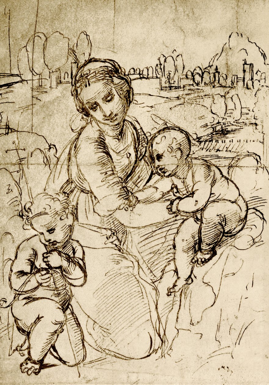 Madonna y el Niño con San Juan de Raffaello Sanzio Raphael