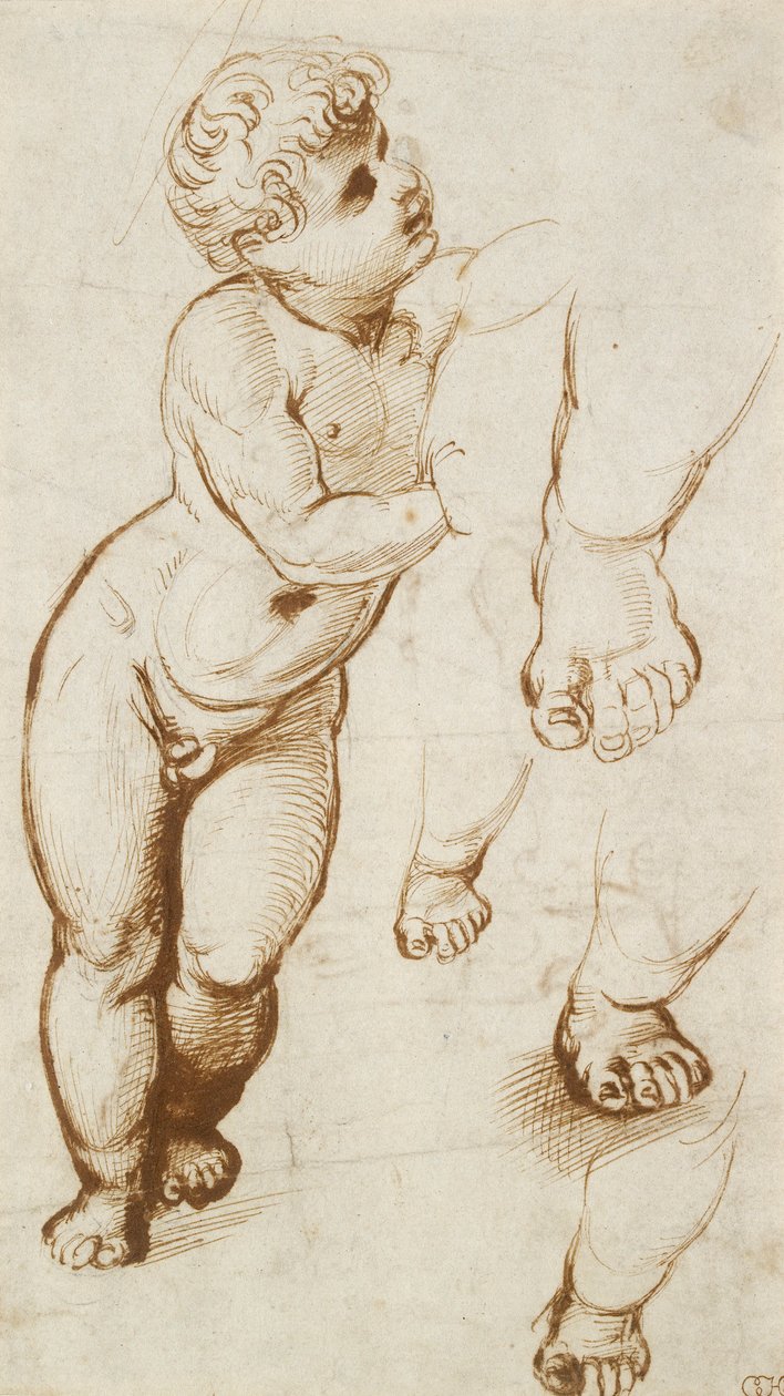 Recto: El Niño Jesús y otros estudios, 1500-1520 de Raphael