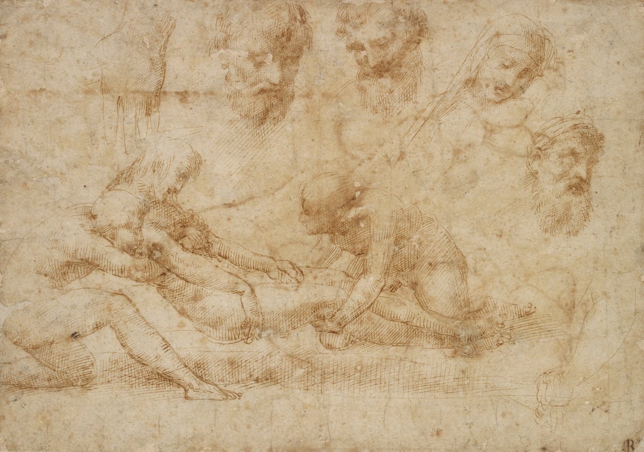 Estudios para una deposición, principios del siglo XVI de Raphael