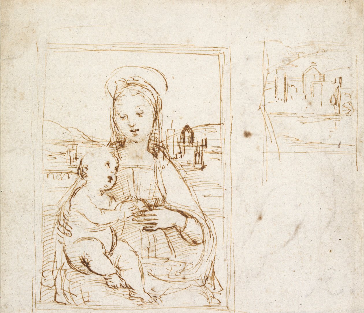 Estudio para una imagen de la Virgen y el Niño, c1500-1504 de Raphael