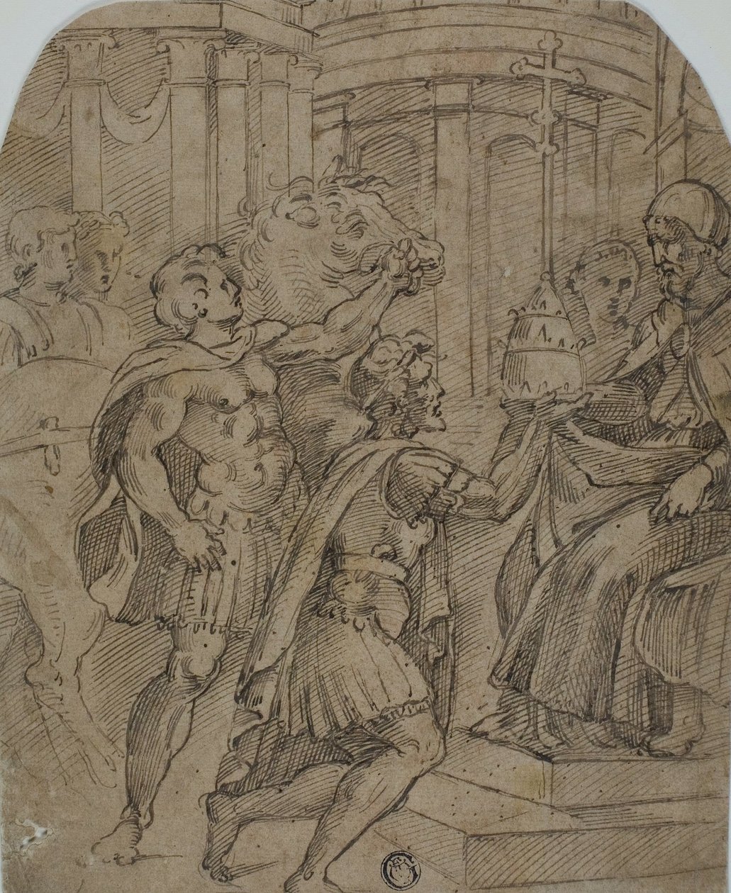 Estudio para el emperador Constantino ofreciendo la tiara al papa Silvestre de Raphael