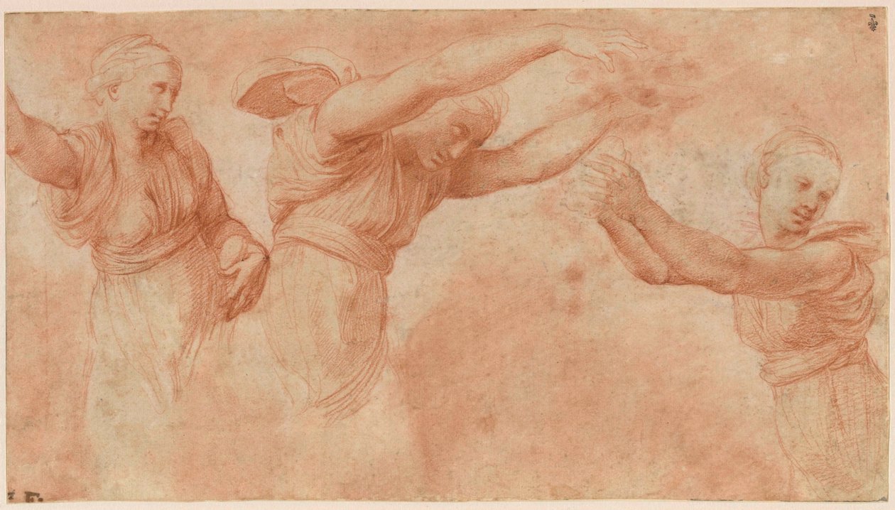 Estudio para los dioses celebrando la boda de Psique y Cupido, 1518-1519 de Raphael