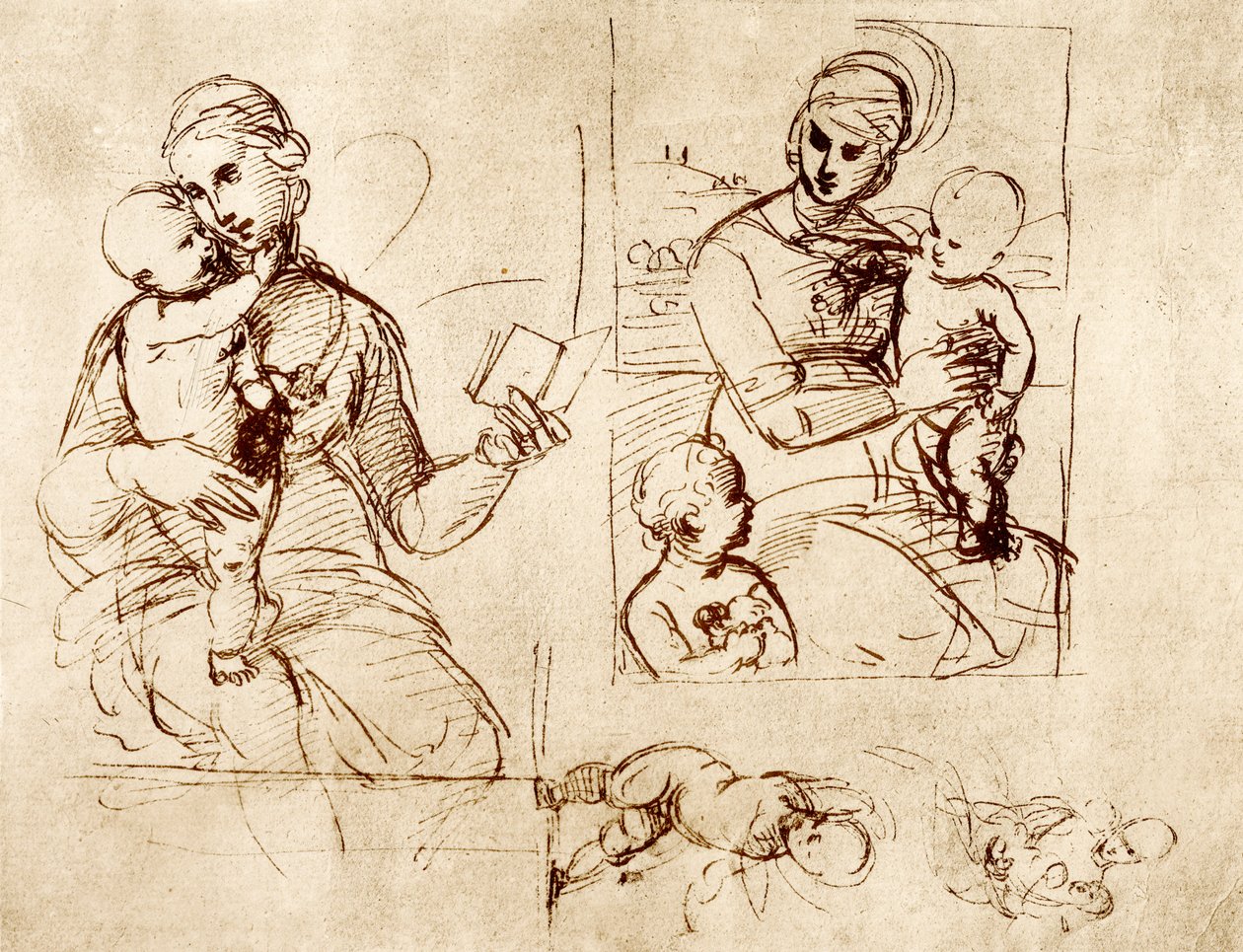 Dos estudios de Madonna de Raffaello Sanzio Raphael