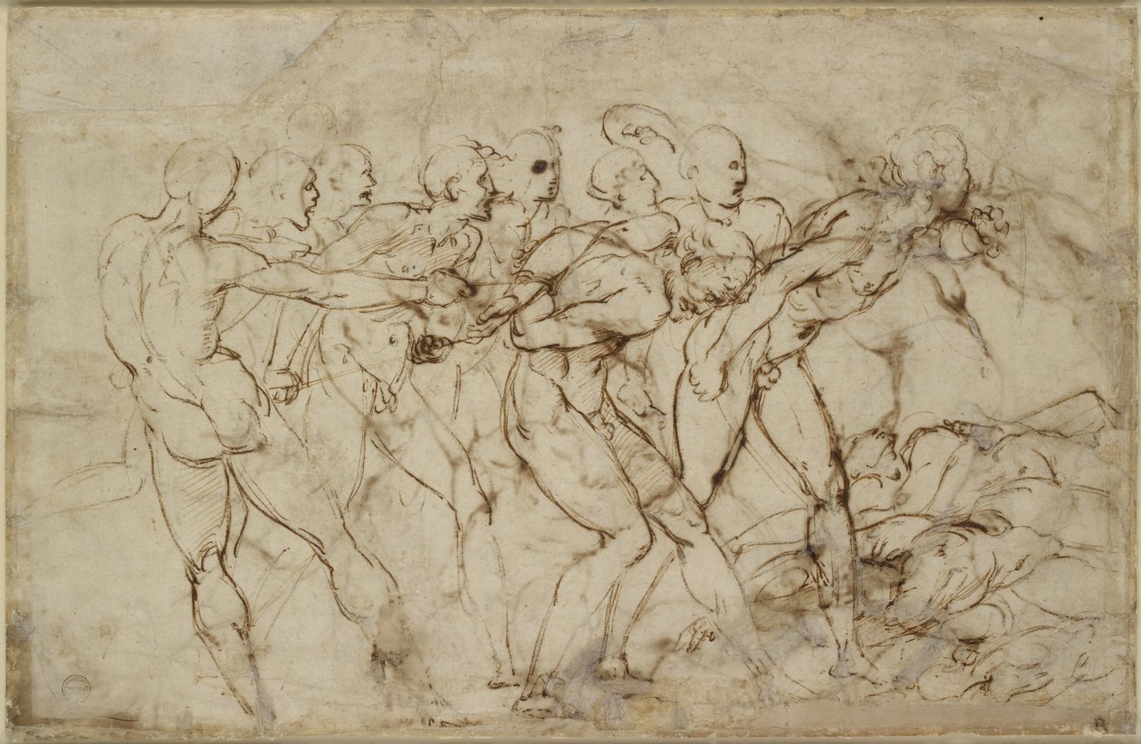Una batalla de guerreros desnudos con cautivos, WA1846.179 de Raffaello Sanzio Raphael