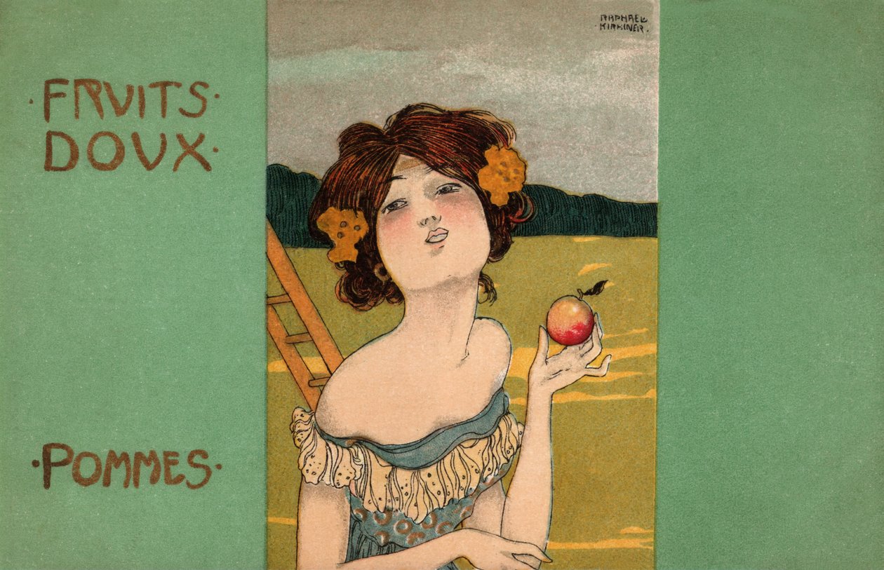 Recogida de manzanas, c.1900 (ilustración) de Raphael Kirchner