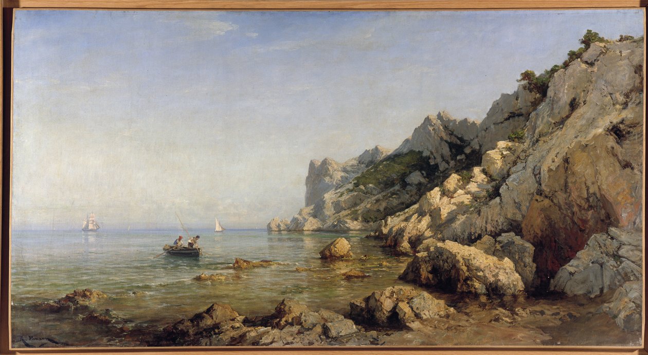 La costa de Sormiou Calanques, cerca de Marsella (óleo sobre lienzo). de Raphael Luc Ponson