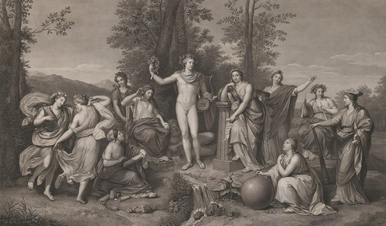 Apolo y las musas en el Parnaso, 1784 de Raphael Morghen