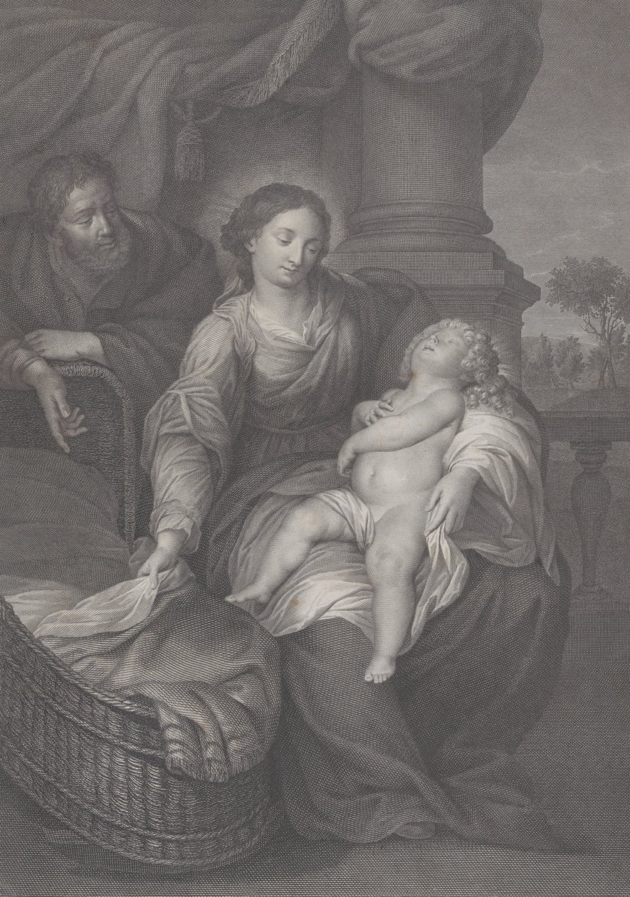 La Sagrada Familia, con el Niño Jesús dormido en el regazo de la Virgen, 1786 de Raphael Morghen