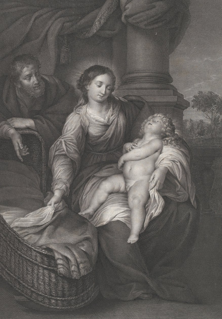 La Sagrada Familia, con el Niño Jesús Dormido en el Regazo de la Virgen, ca. 1778-86 de Raphael Morghen