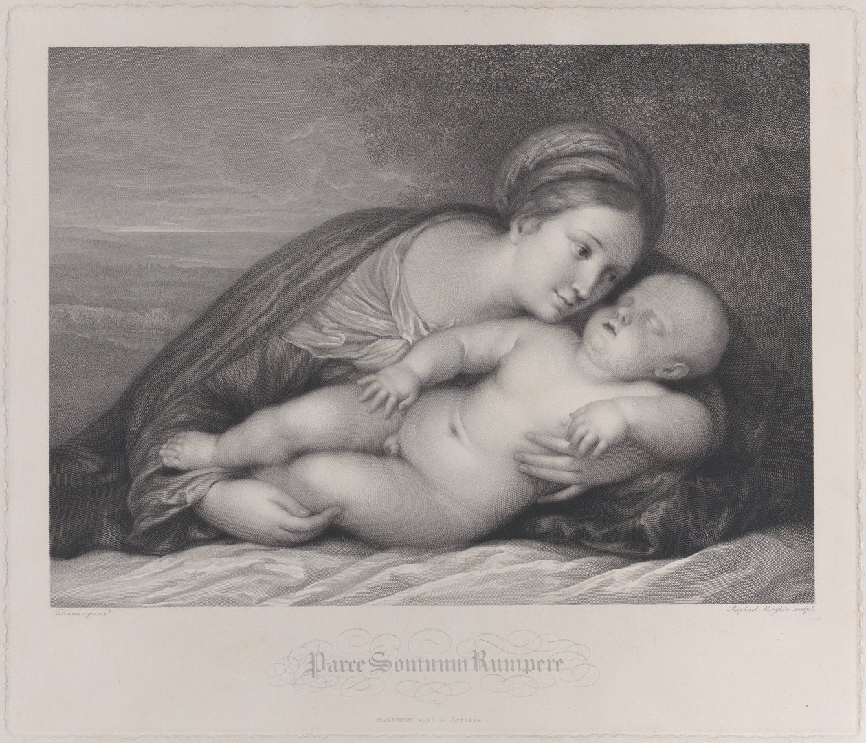 La Madonna abrazando al niño Cristo dormido, 1797 de Raphael Morghen