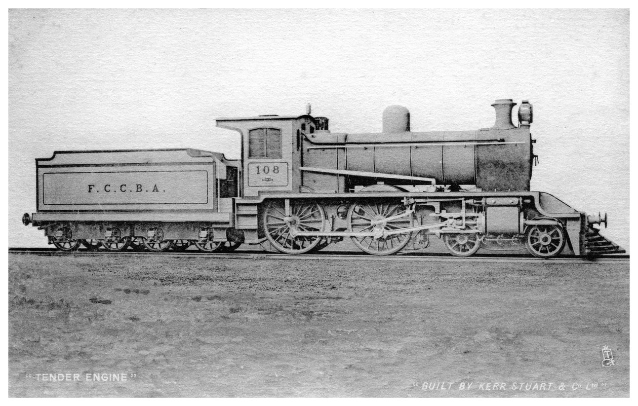 Locomotora de vapor 4-4-0, construida por Kerr, Stuart and Co, principios del siglo XX de Raphael Tuck
