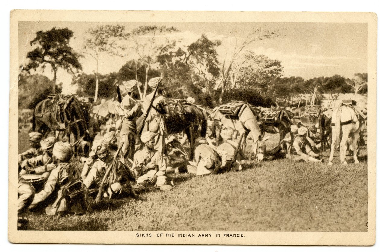 Sijs del ejército indio en Francia, 1914-15 (foto sepia) de Raphael Tuck and Sons