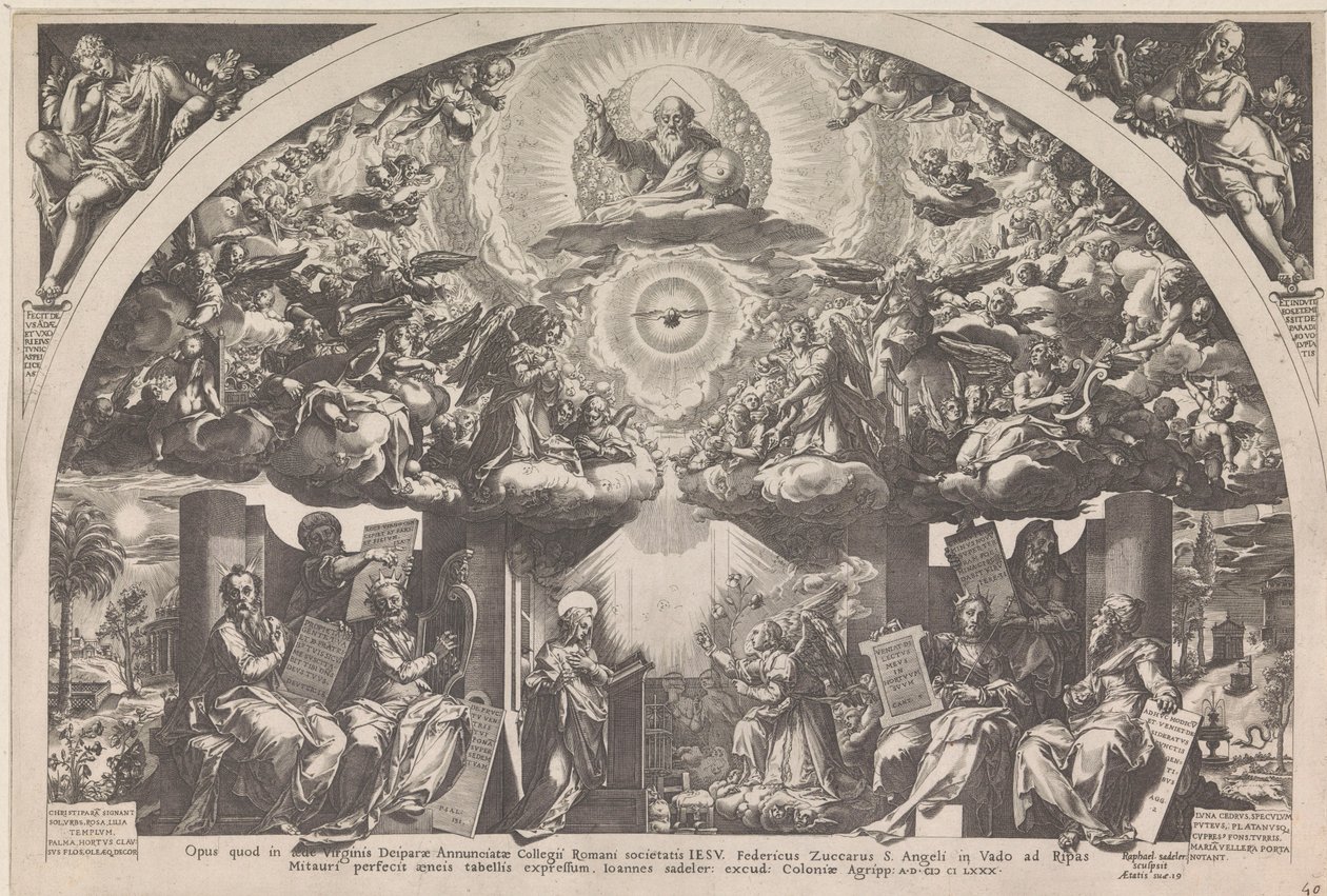 Anunciación con los Seis Profetas y Coros de Ángeles de Raphaël Sadeler (I)