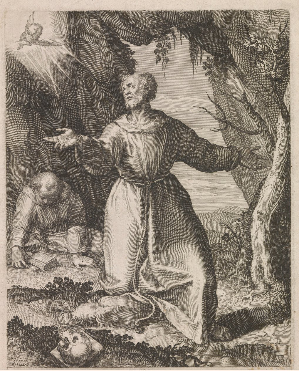 Francisco de Asís recibe los estigmas de Raphaël Sadeler (I)