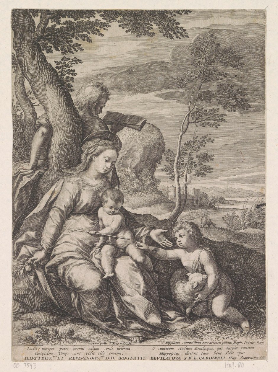 Sagrada Familia junto a un árbol con Juan el Bautista de niño de Raphaël Sadeler (I)