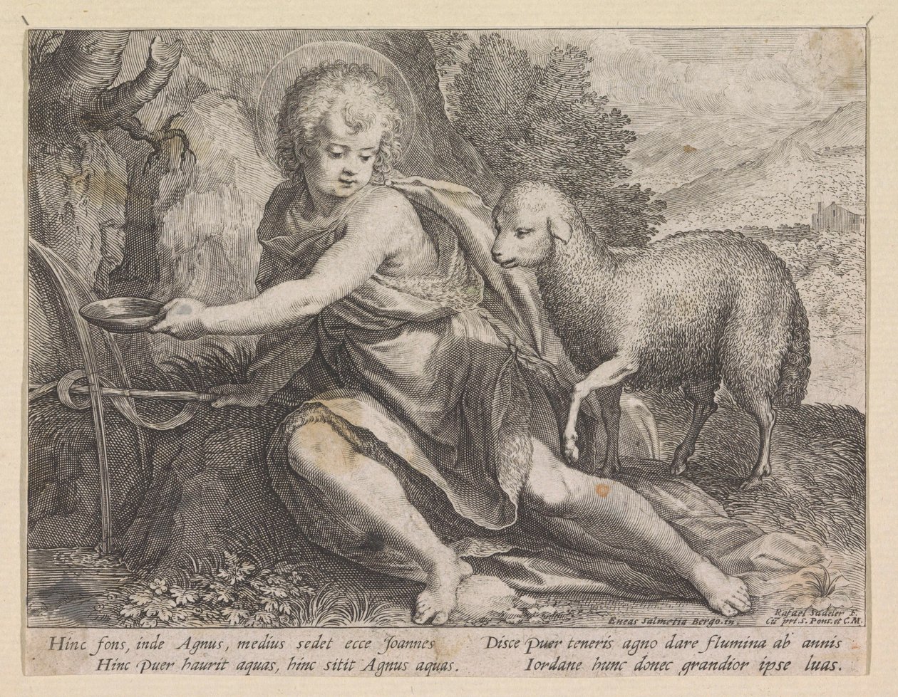 Juan el Bautista de joven junto a un pozo de Raphaël Sadeler (I)