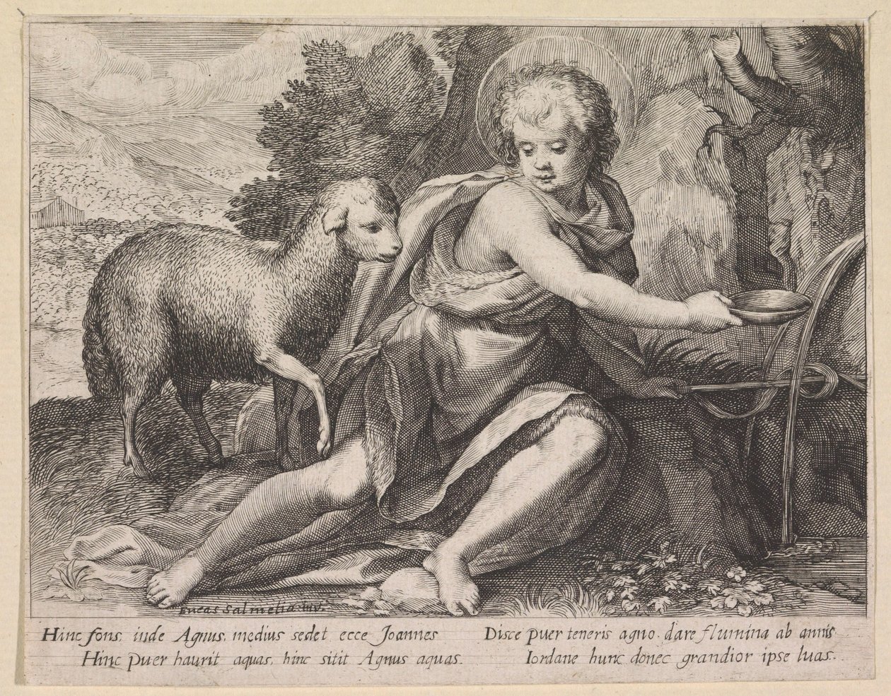 Juan el Bautista de joven junto a un pozo de Raphaël Sadeler (I)