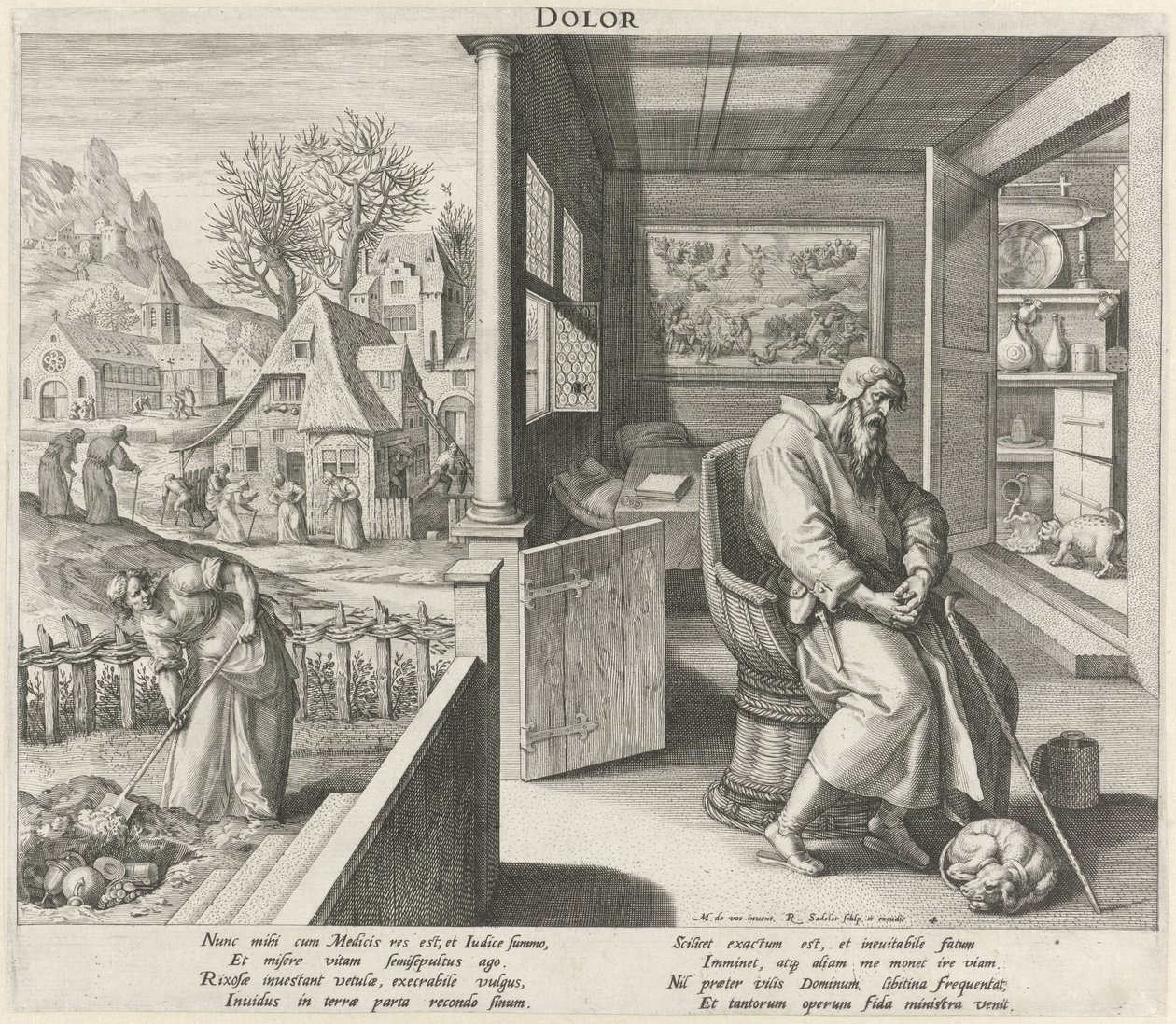 La vejez bajo la influencia del dolor Dolor (título sobre objeto) Las cuatro edades (título de la serie) de Raphaël Sadeler (I)