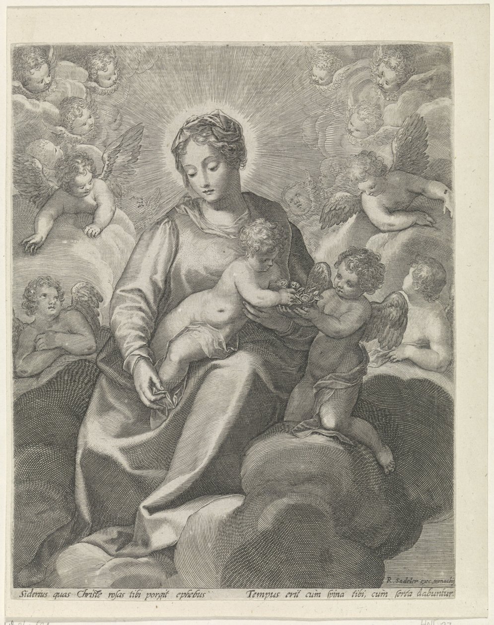 María con el Niño Jesús en las nubes de Raphaël Sadeler (II)