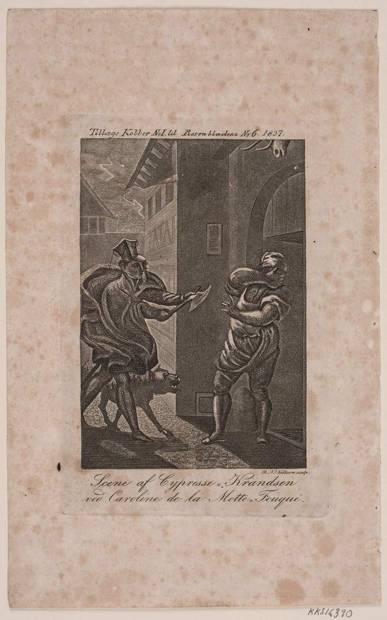 Escena de Cypresse-Knudsen. Grabado adicional para Rosenbladene No. 6, 1837 de Rasmus Nicolai Nielsen