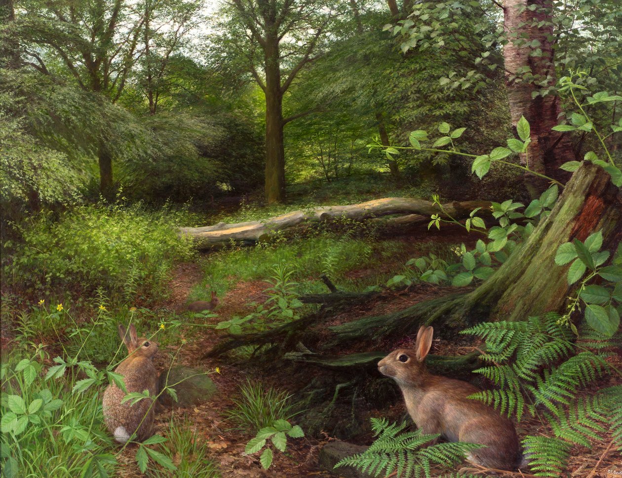 In the woods - a midsummer evening (13) (óleo sobre tabla) de Raymond Booth