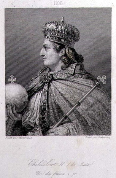 Childeberto, Rey de Austrasia, grabado por Delannoy de Raymond Quinsac (after) Monvoisin