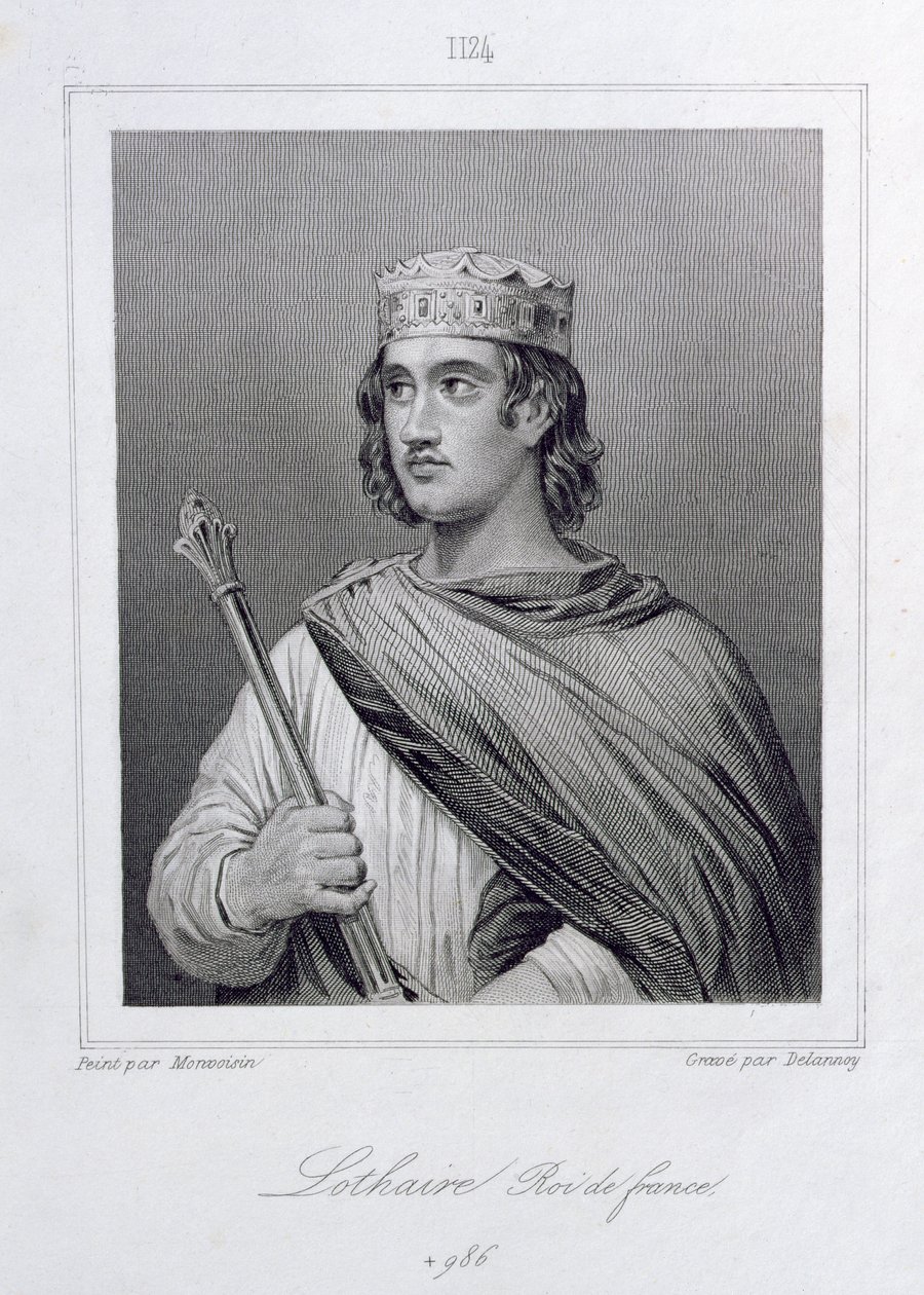 Lotario (941-986) Rey de Francia, grabado por Delannoy de Raymond Quinsac Monvoisin