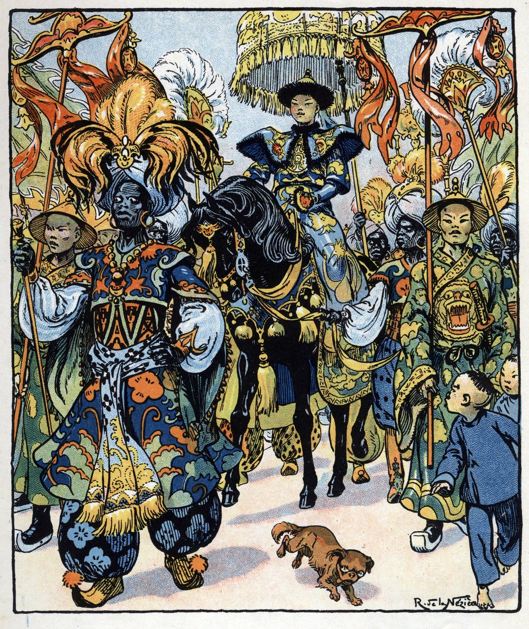 Aladino va al Palacio del Sultán: ilustración del cuento "Aladino o la lámpara maravillosa" de "Las mil y una noches de Raymond de la Neziere
