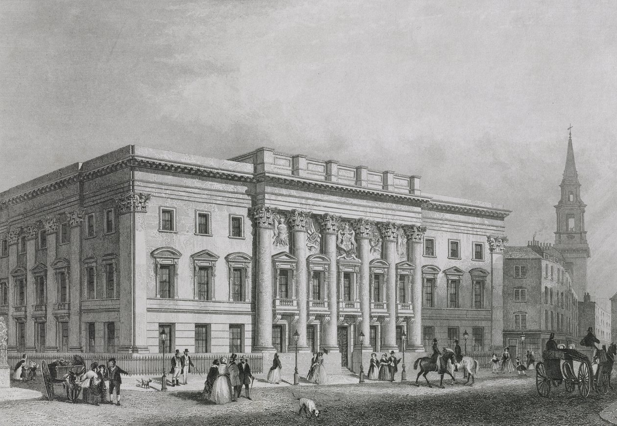 Vista del Salón de los Orfebres desde Foster Lane, grabado por Albutt, c.1835 de Read