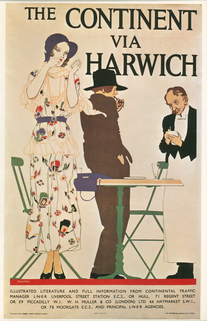 Reginald E. Higgins: El Continente vía Harwich. Gran Bretaña ... (litografía) de Reginald Edward Higgins