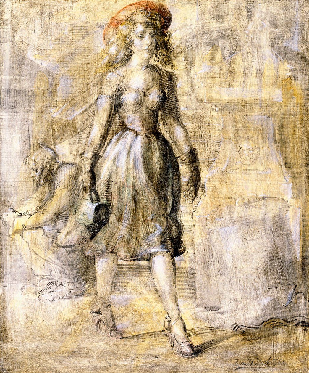 Chica paseando por la calle de Reginald Marsh
