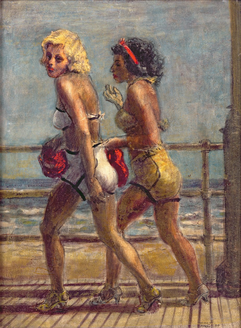 Two Girls on Boardwalk (témpera sobre lienzo) de Reginald Marsh
