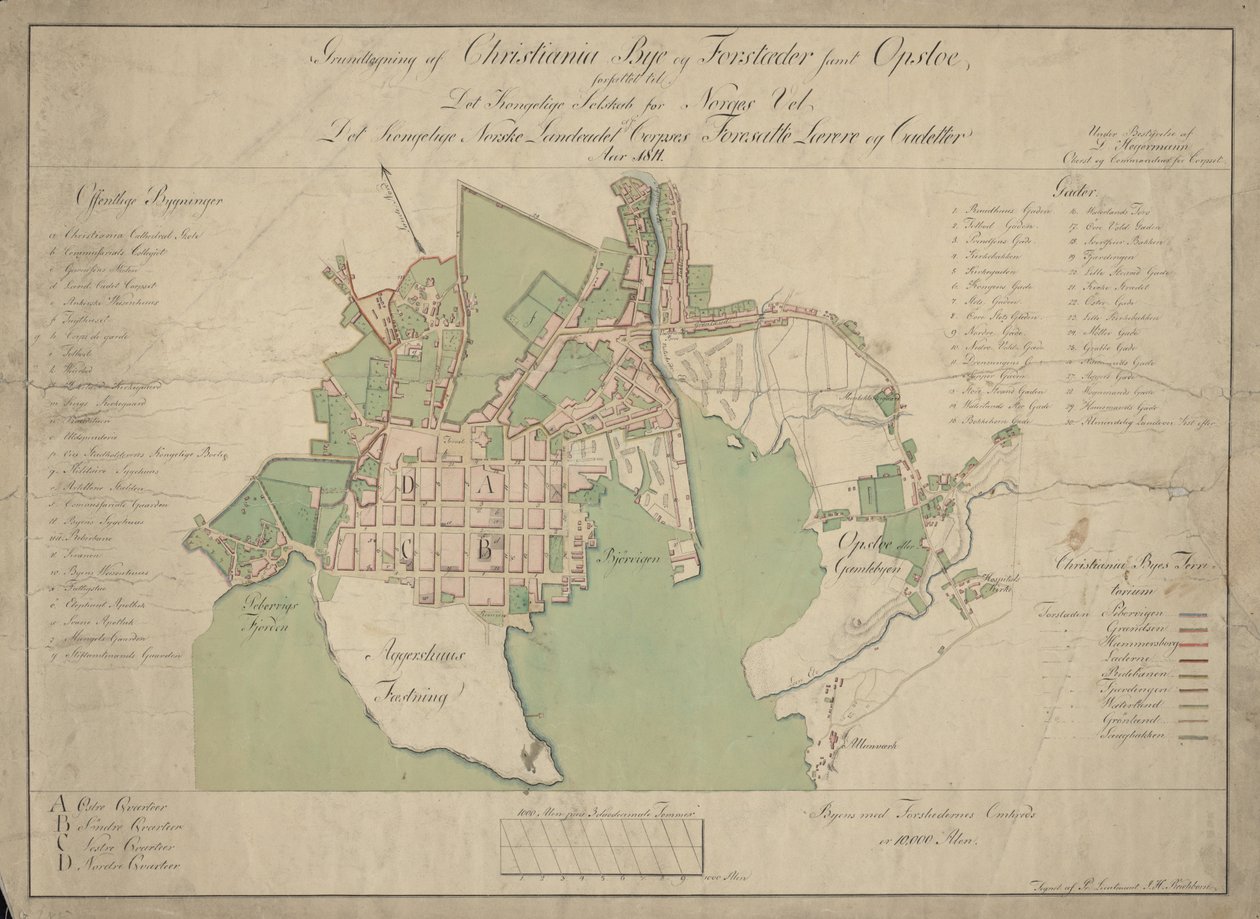 Plano de Christiania y suburbios, así como Opsloe de Reichborn