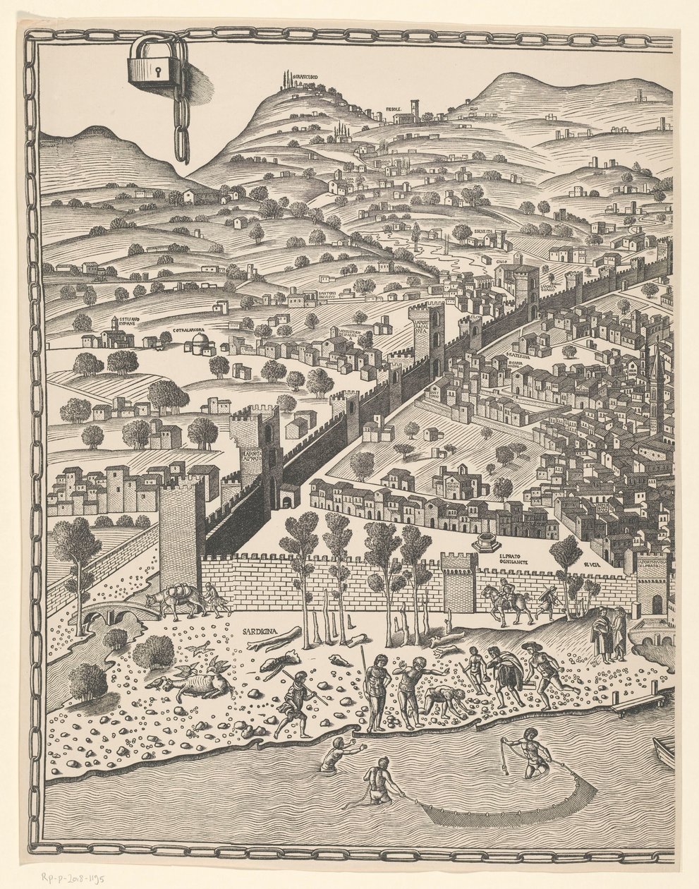 Vista de Florencia (parte izquierda) Fiorenza (título sobre objeto) de Reichsdruckerei