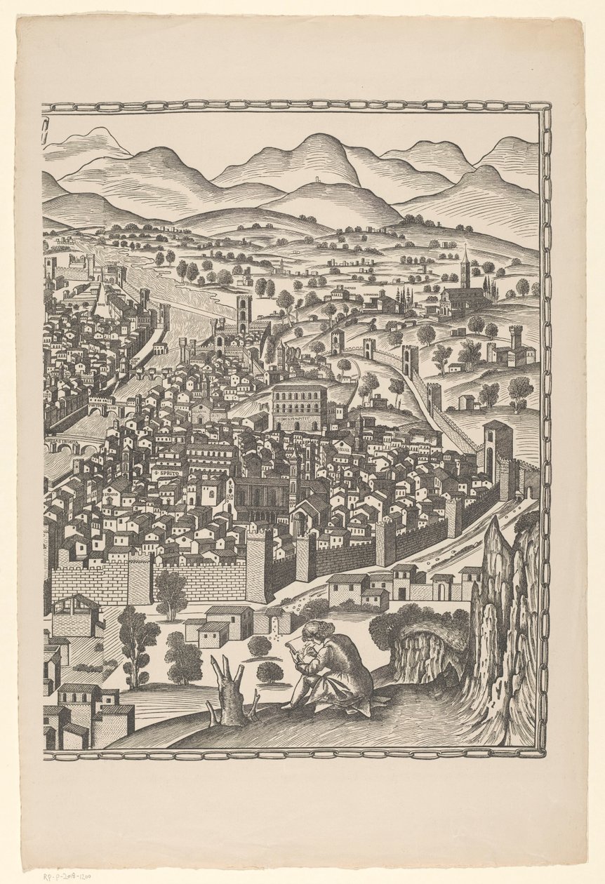 Vista de Florencia (parte derecha) Fiorenza (título sobre objeto) de Reichsdruckerei