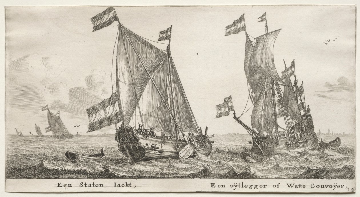 Barcos de Ámsterdam: Yate de la Almirantazgo Holandés. Un barco de guardia de Reinier Nooms