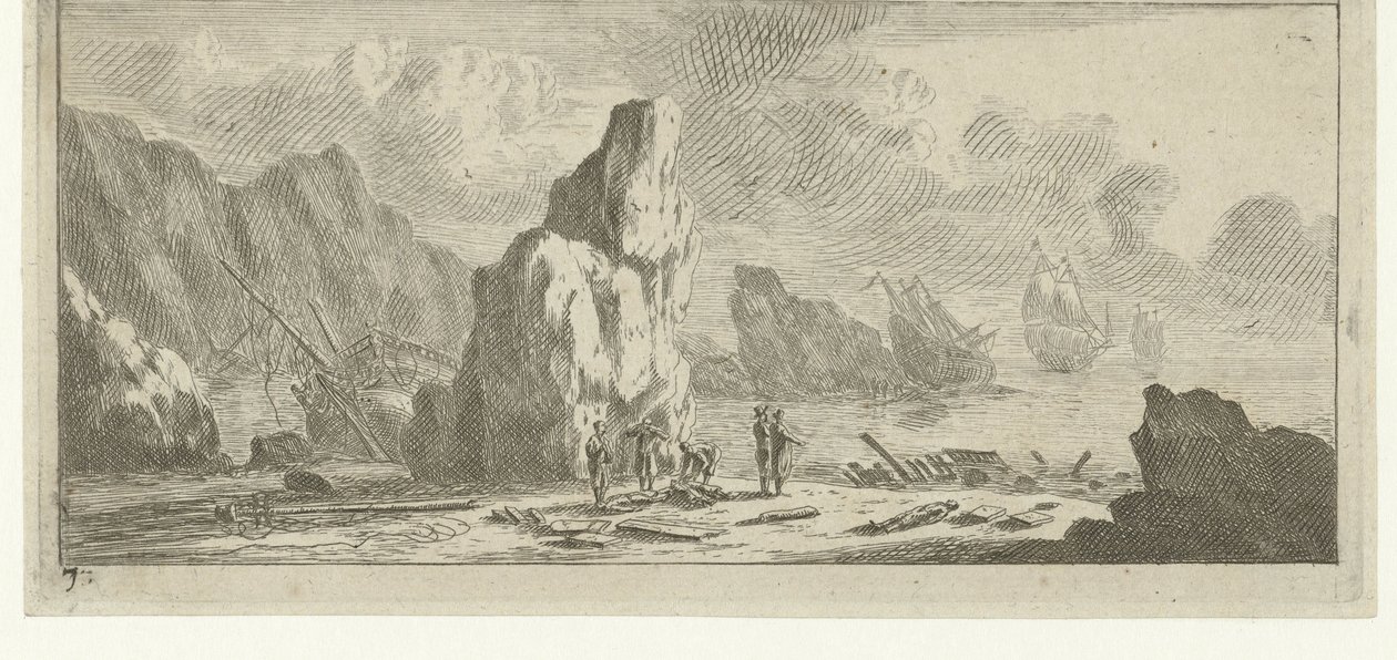 Seascape con barcos naufragados Varios Embarquements et autre Faicts (título de la serie) Varias embarcaciones y similares (título de la serie) de Reinier Nooms