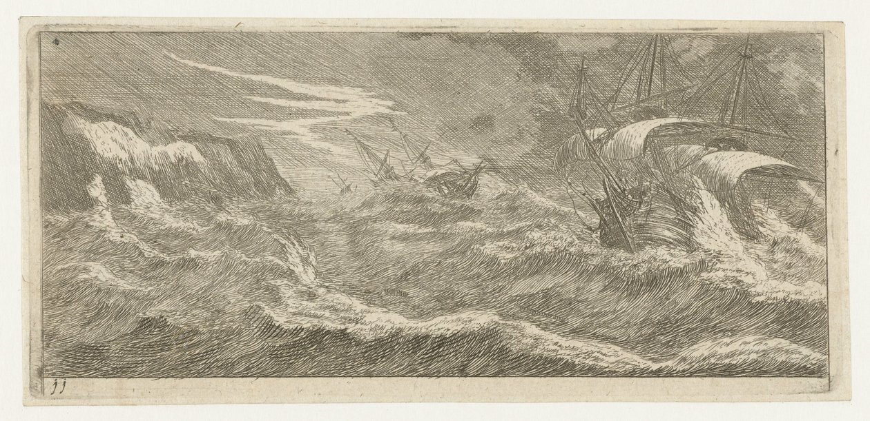 Barcos de vela en una tormenta de mar Varios Embarquements et autre Faicts (título de la serie) Varias embarcaciones y similares (título de la serie) de Reinier Nooms