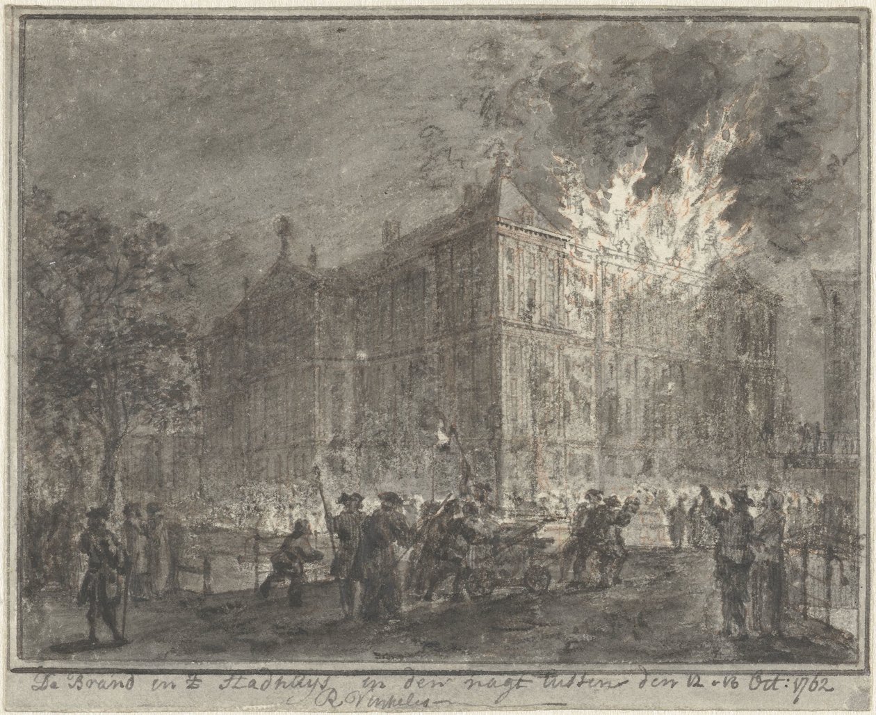 Incendio en el Ayuntamiento de Amsterdam, 1762 de Reinier Vinkeles (I)